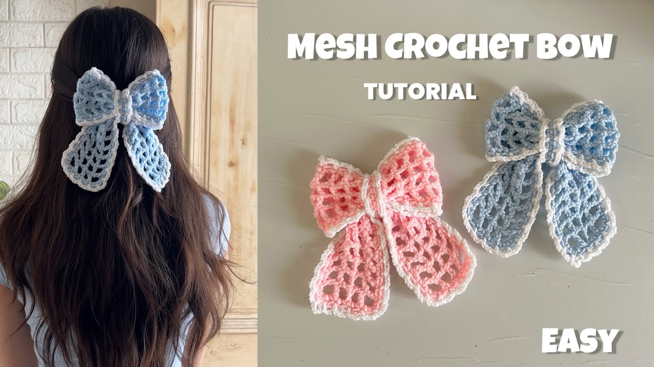 How to Crochet a Beautiful Mesh Hair Bow | Easy Beginner Tutorial