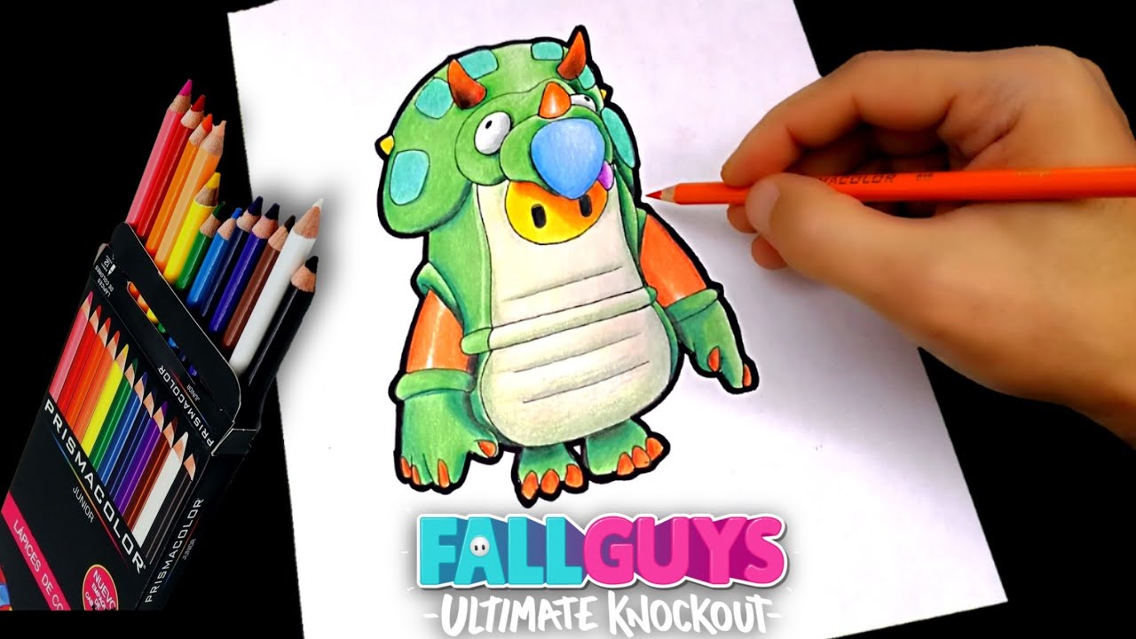 COMO DIBUJAR Y PINTAR A TRICERATOPS DE FALL GUYS | how to draw fall guys topsy