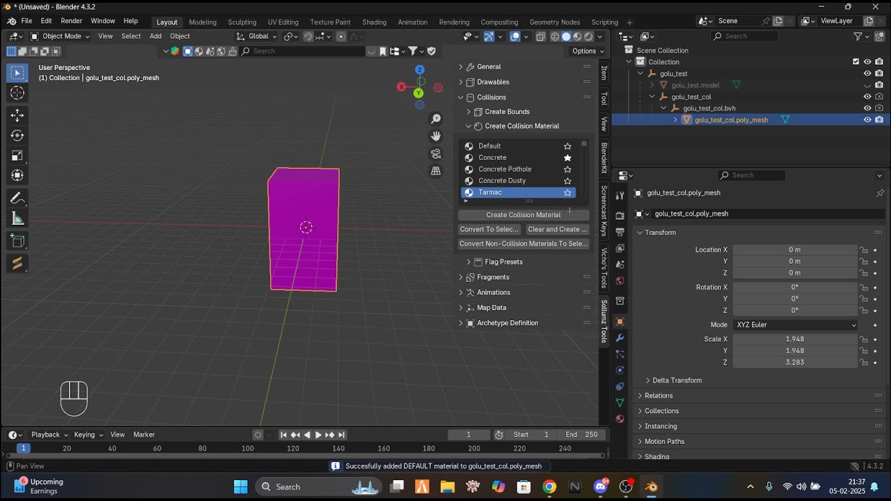 How To Embedded Collision to your  custom props fivem | blender | sollumz