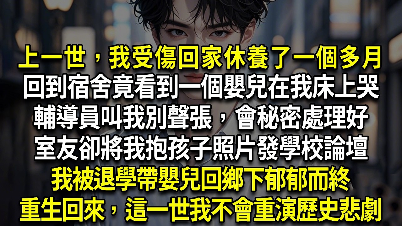 上一世，我受傷回家休養了一個多月回到宿舍竟看到一個嬰兒在我床上哭輔導員叫我別聲張，會秘密處理好室友卻將我抱孩子照片發學校論壇我被退學帶嬰兒回鄉下郁郁而終重生回來，這一世我不會重演歷史悲劇