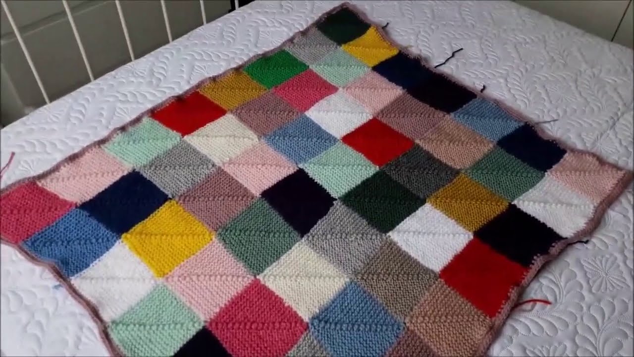 Ultima parte PLAID   COPERTINA ARLECCHINO AI FERRI MULTICOLORI !!