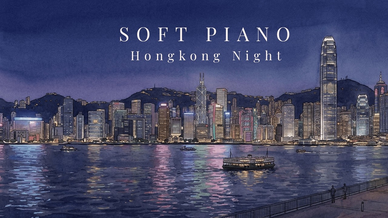 3 Hour Study Music – Soft Piano for Quiet Evening | Hong Kong Neon Rain