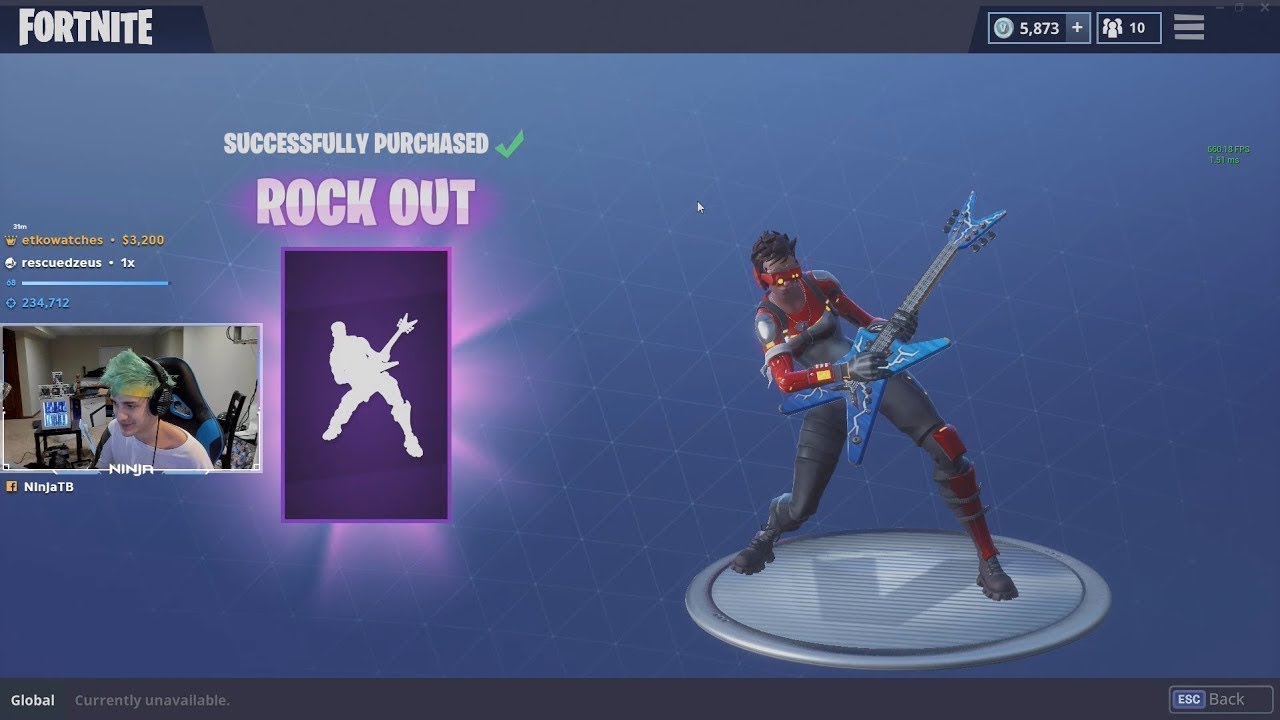 Ninja Reacts To the NEW ROCK OUT EMOTE Fortnite Battle Royale (Old Video)