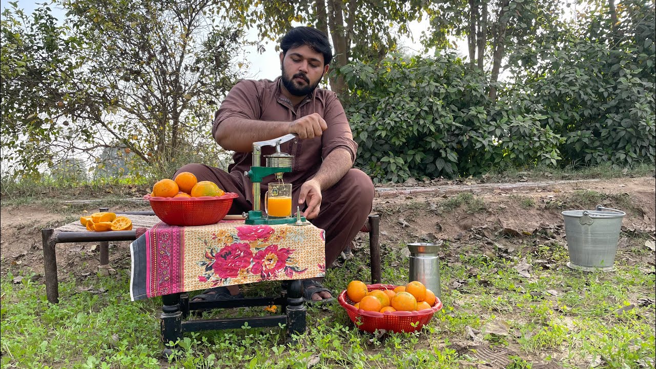 Fresh orange juice in village 