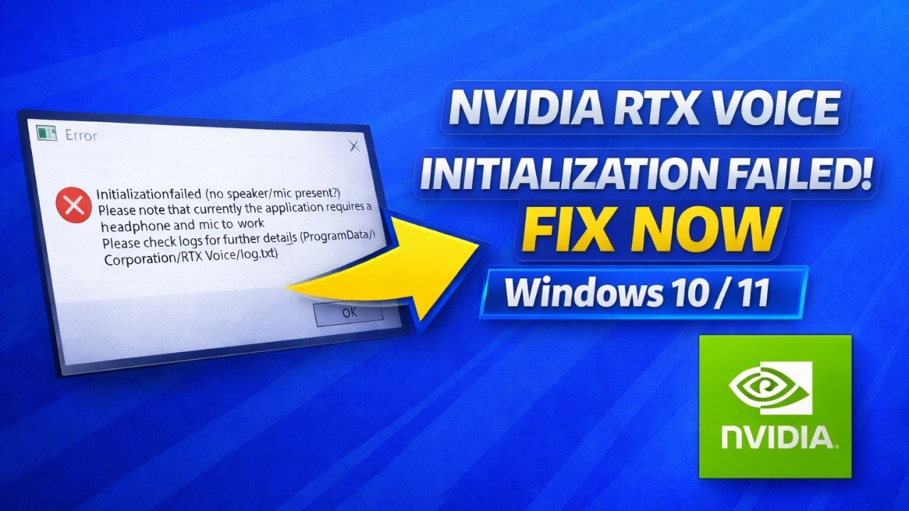 Fix NVIDIA RTX Voice Initialization Failed | No Speakers / No Microphone Present Error Windows 10/11