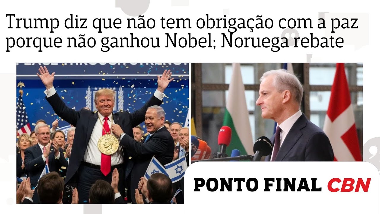 Trump diz que não tem obrigação com a paz porque não ganhou Nobel; Noruega rebate argumento