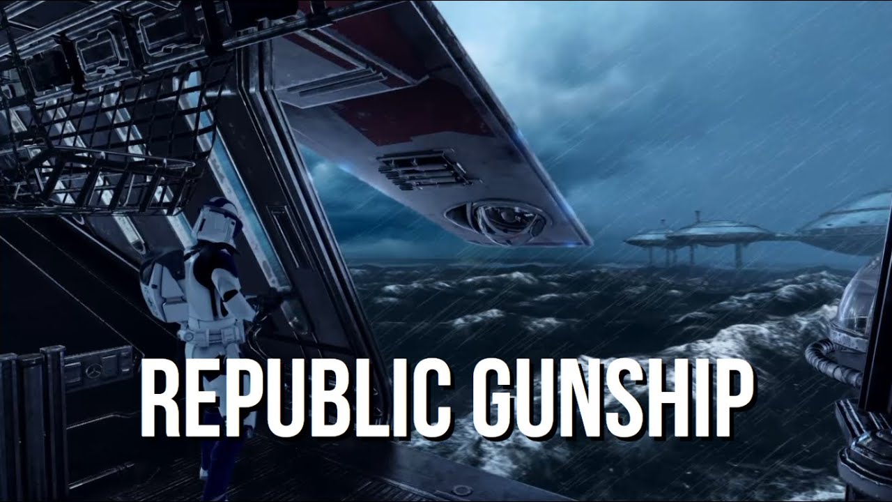 Star Wars Ambience - Republic Gunship (engine white noise, radio chatter, rain, no music)