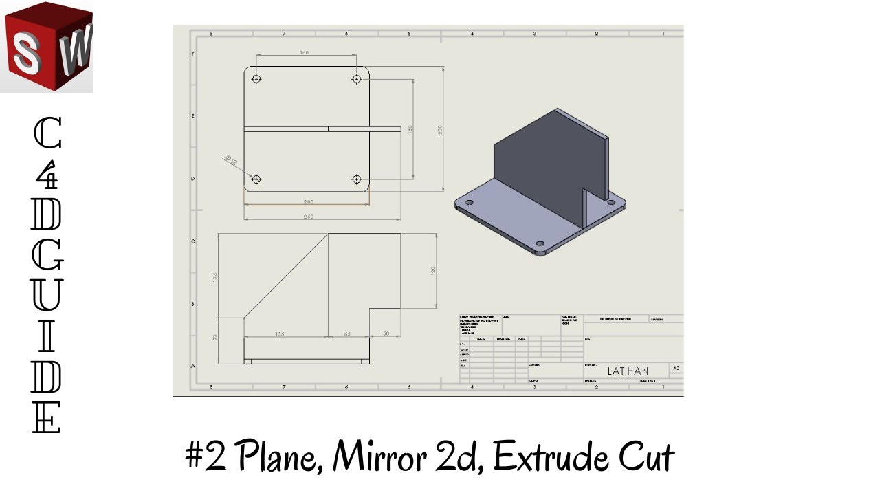 TUTORIAL SOLIDWORKS BAHASA INDONESIA - #2 PLANE, MIRROR 2D, EXTRUDE CUT