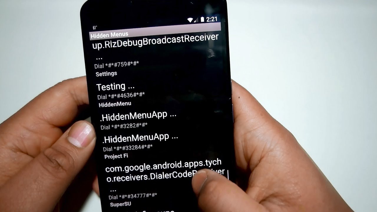 Android Hidden Menus App