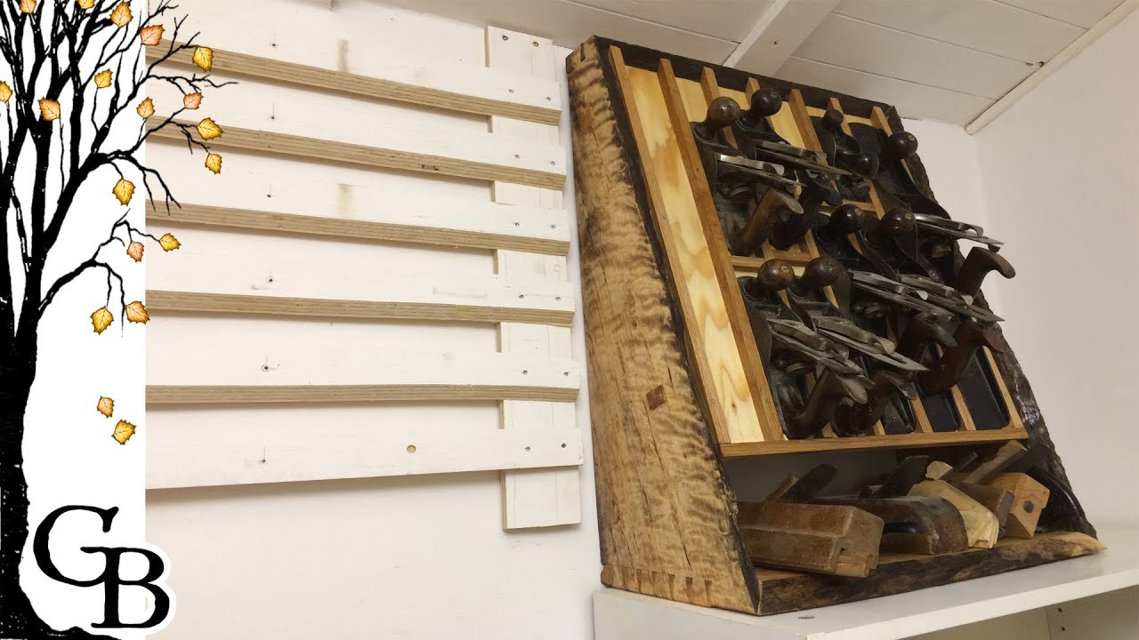 Live edge hand plane rack
