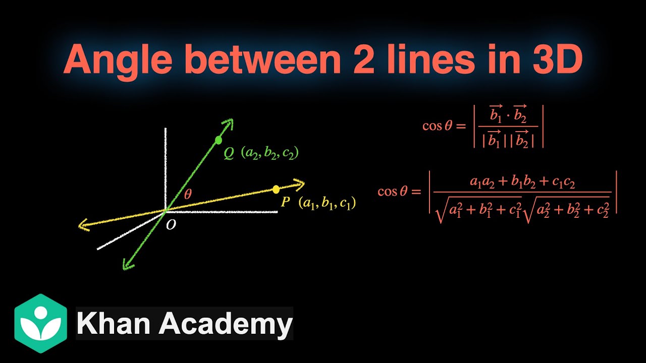Angle between two lines | 3D Geometry | Grade 12 | Math | Khan Academy
