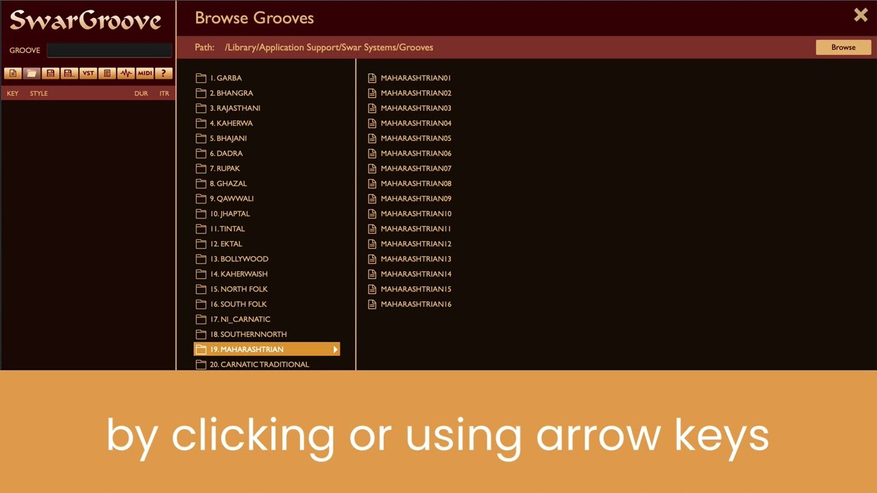 SwarGroove v 3.1: audition over 200 Indian rhythmic styles on the fly