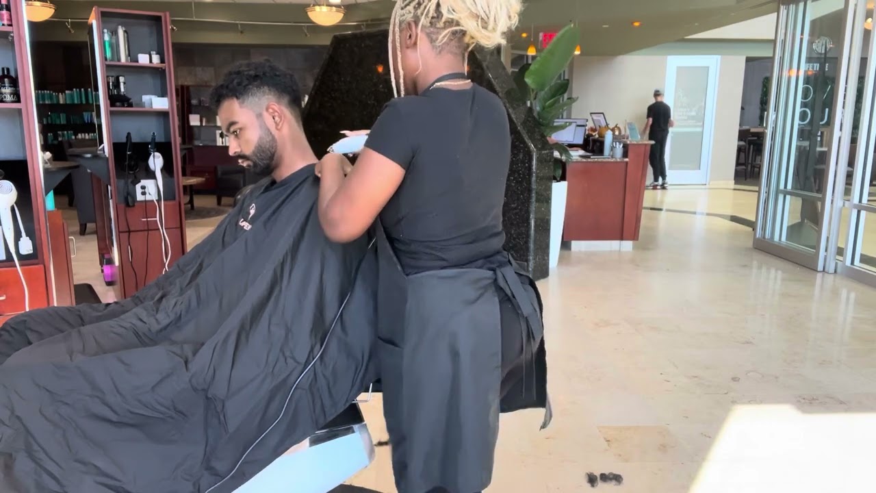 Slight big chop low fade hair cut using hanzo shears, fade master and babyliss clippers and guards 
