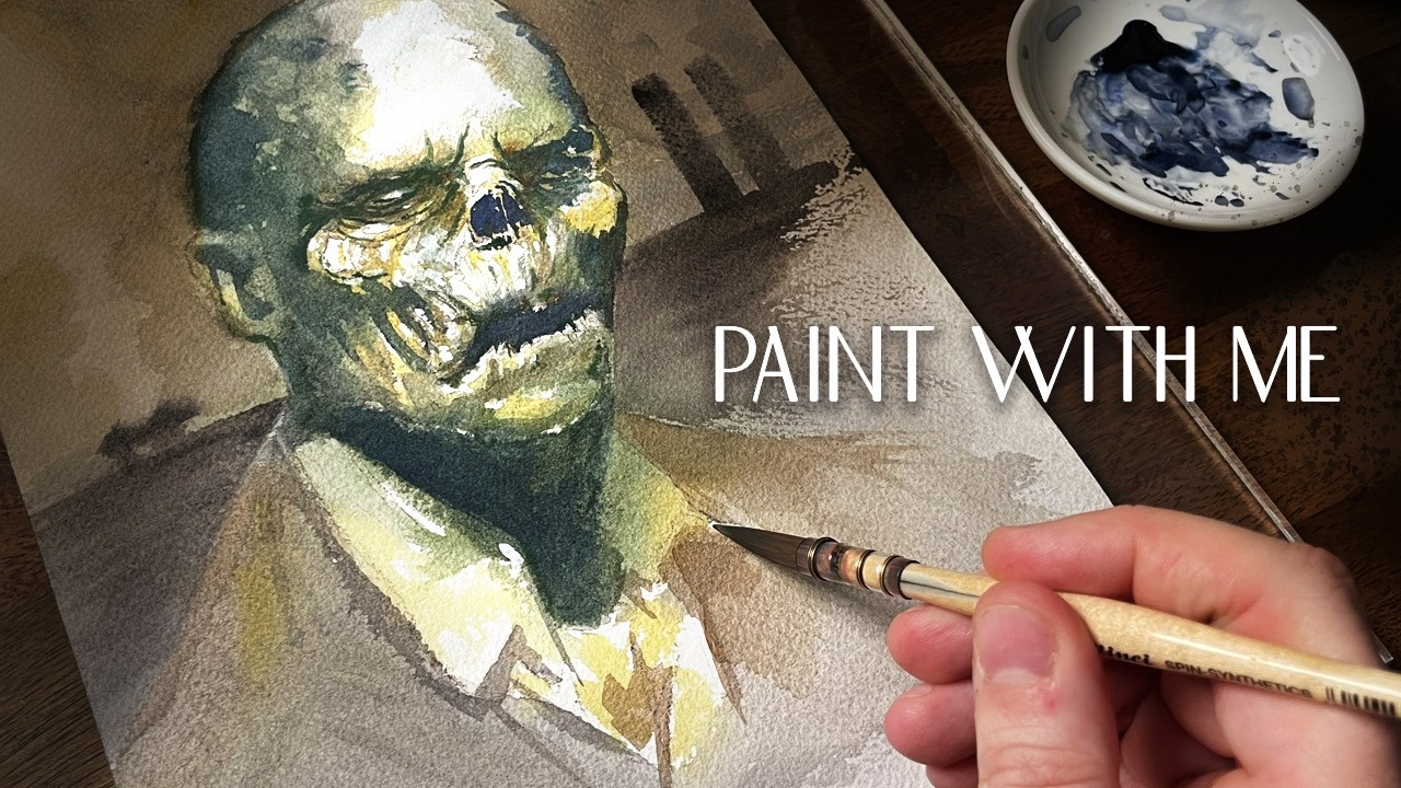Paint with Me | Dark Fantasy Zombie Watercolor Painting + Relaxing Art