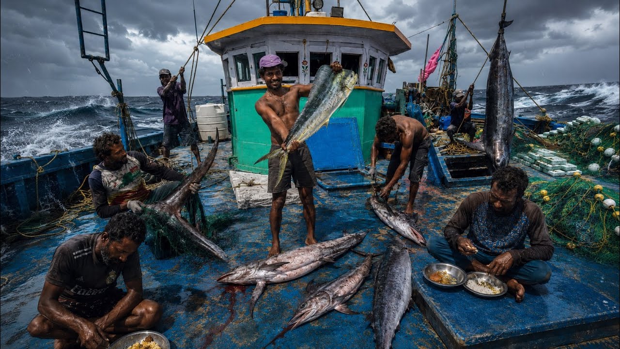 🤩&ldquo;Massive Catch in Rough Seas! |😱We Survived 16 Days in the Open Ocean&rdquo;‼️