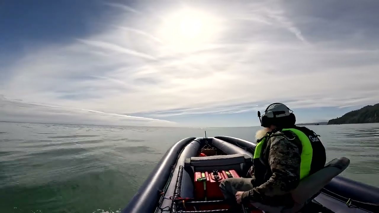 Heading up the Paringa river in the inflatable jetboat