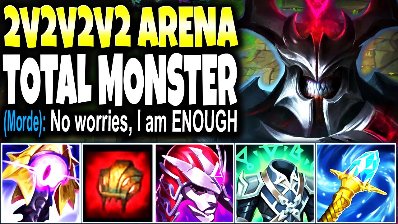 I created the biggest Mordekaiser 2v2v2v2 Arena MONSTER: HAD 3 LIVES, 2 R AND LASER EYES BURN 🔥