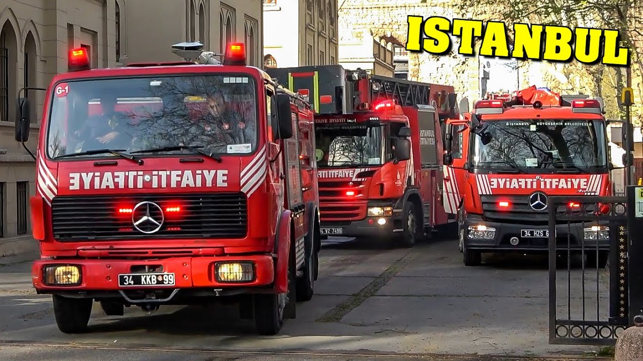 [BUILDING FIRE RESPONSE] - ISTANBUL Fire Department turning out with 5 Trucks & Command Car!