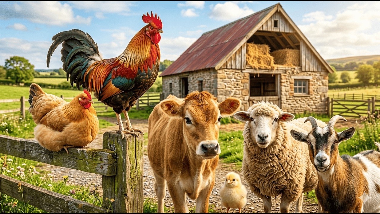 4K RELAXING FARM ANIMALS VIDEO, REAL FARM ANIMAL SOUNDS