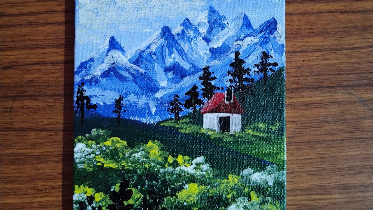 Mini Mountain Landscape Painting | Easy Acrylic Nature Art 🌄🎨