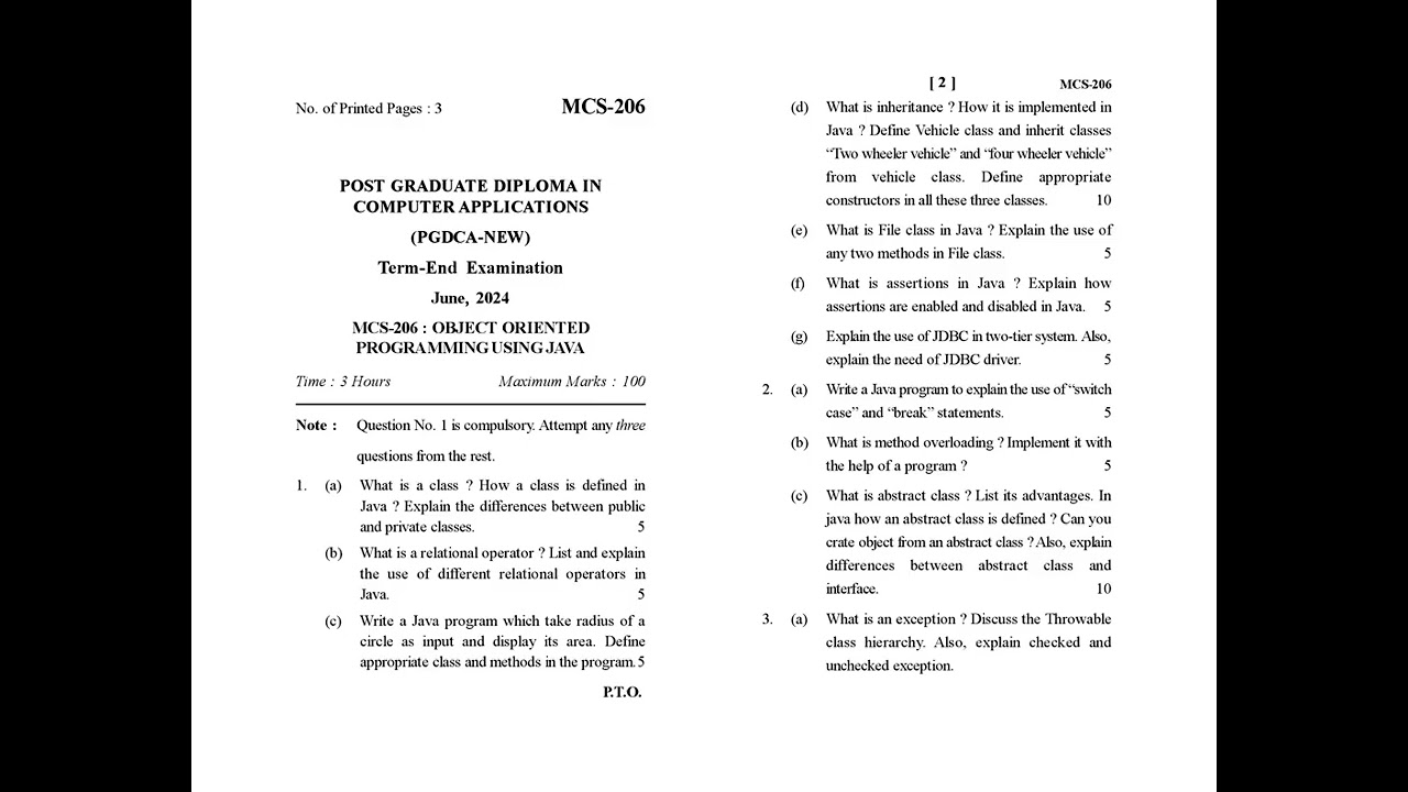MCS - 206  June 2024 Question Paper