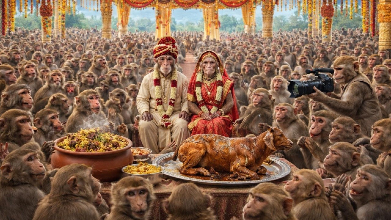 Unbelievable Monkey Love Marriage in Royal Indian Style ..