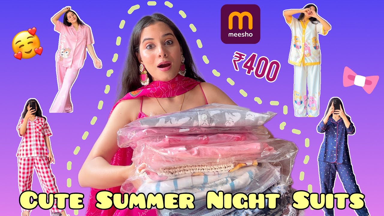 MEESHO *Huge* SUMMER 🌞 Night Suits Haul 🎀 Cutest Pinteresty Nightwear Haul 🌸 #meeshonightsuit #cute