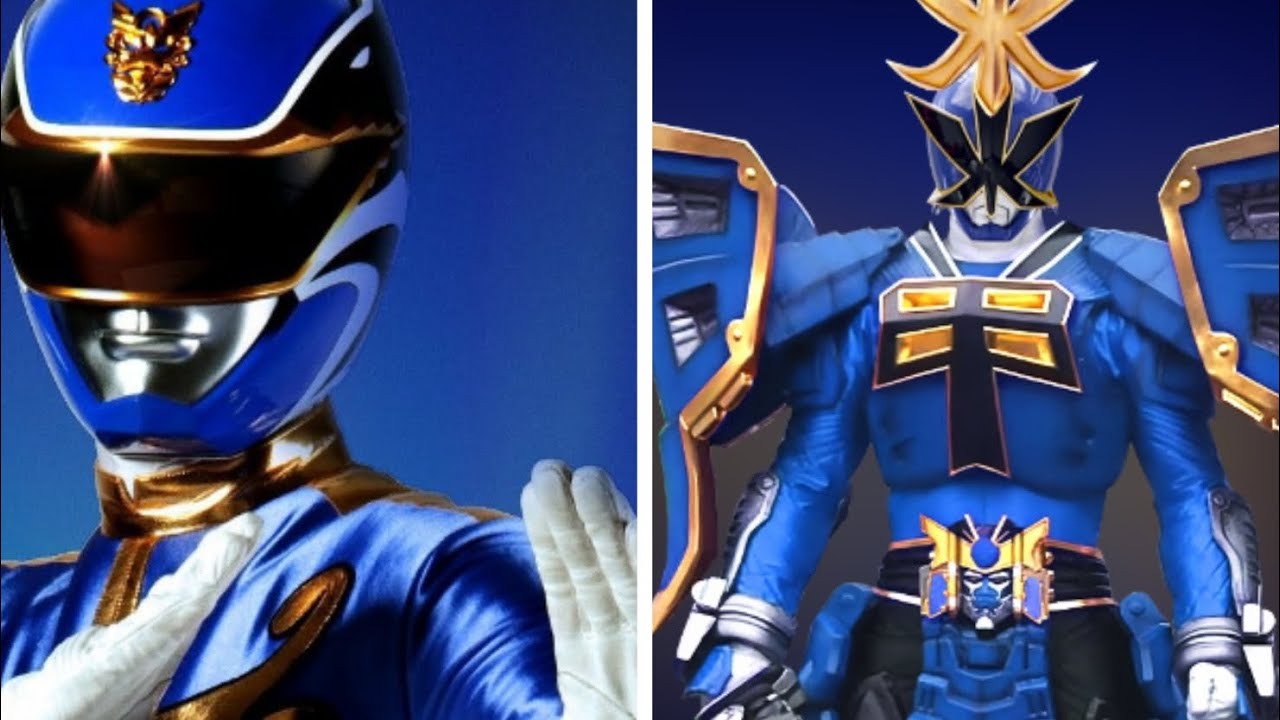 Power Rangers Megaforce blue Noah and Kevin blue Samurai Power Ranger Fan morph sequence