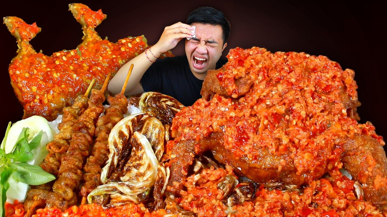 MUKBANG AYAM UTUH RICHEESE SAMBAL PAK GEMBUS 200 CABE + KOL GORENG KULIT AYAM CRISPY