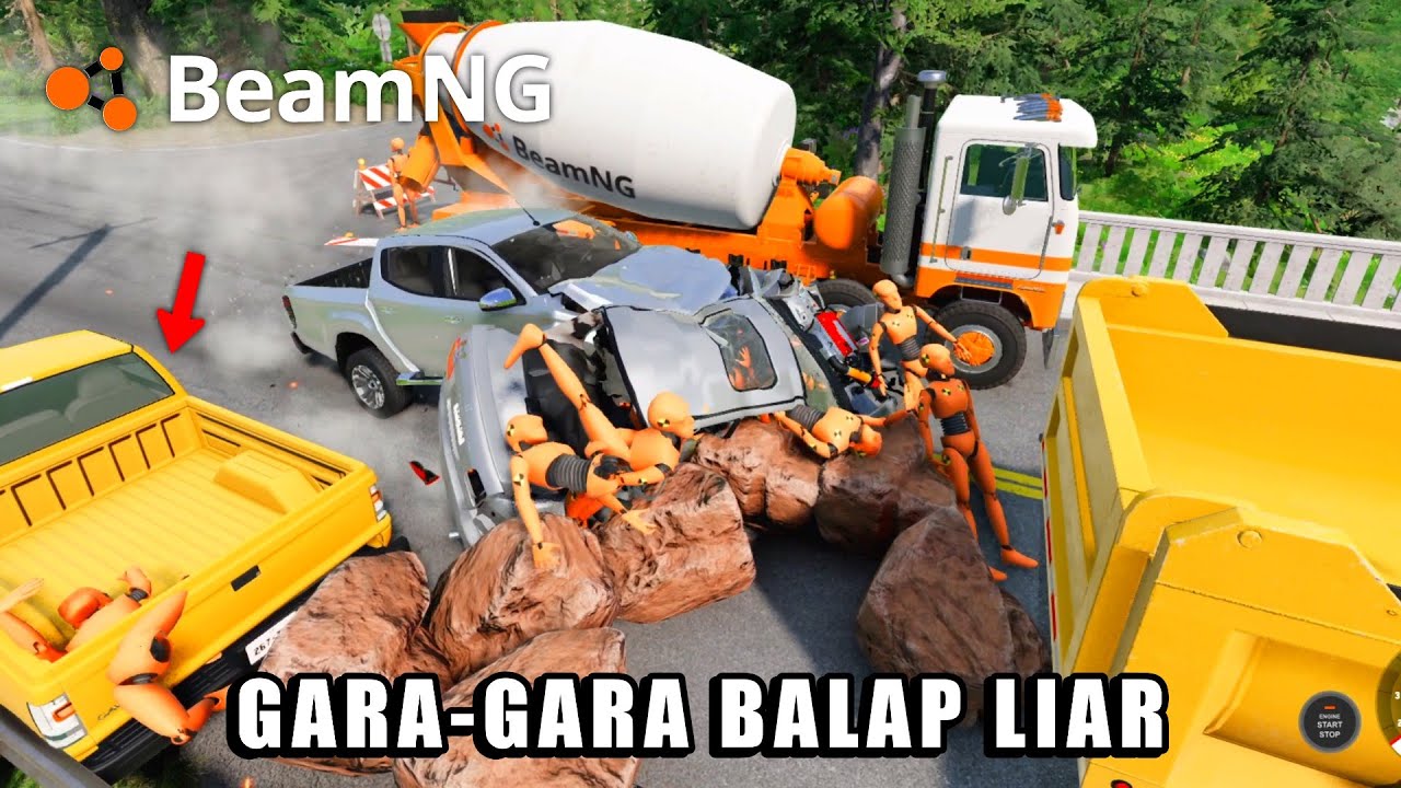 Ngeri! Dari Kecelakaan Balap Liar Sampe Kecelakaan Truk Yang Gagal Menyalip - BeamNG Drive Indonesia