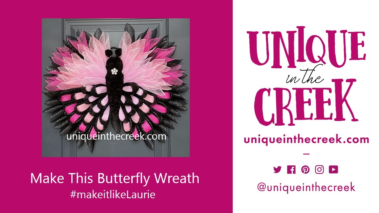 DIY Pink Daisy Chain Butterfly Deco Mesh Wreath on UITC Wing Board