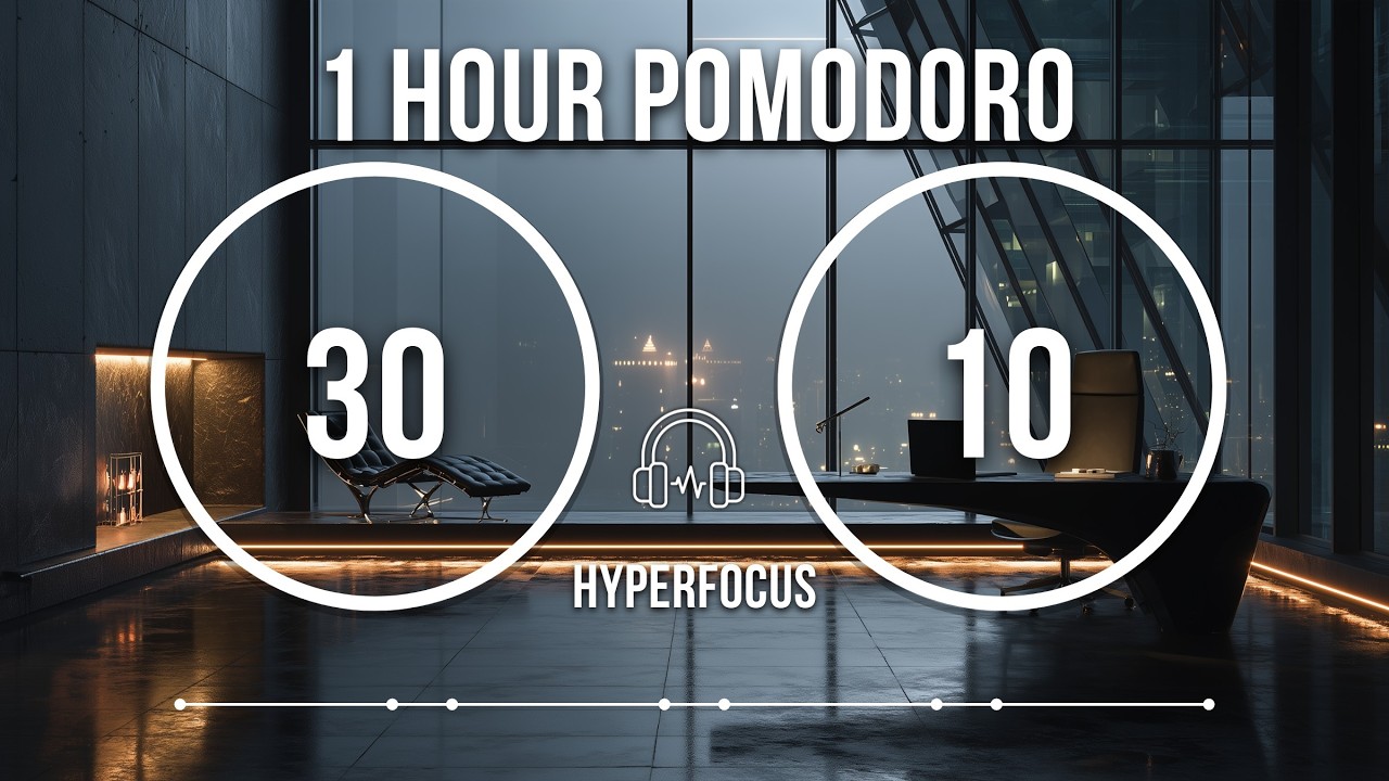 30/10 Pomodoro Timer | 1 Hour Binaural Beat | Deep Focus ADHD Study Work