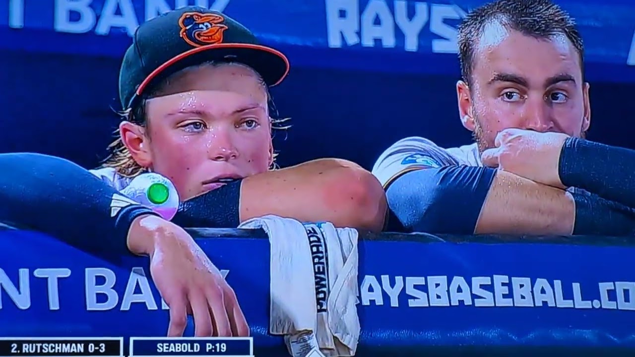 Hunter Bigge Gets Hit By Foul Ball in Rays Dugout