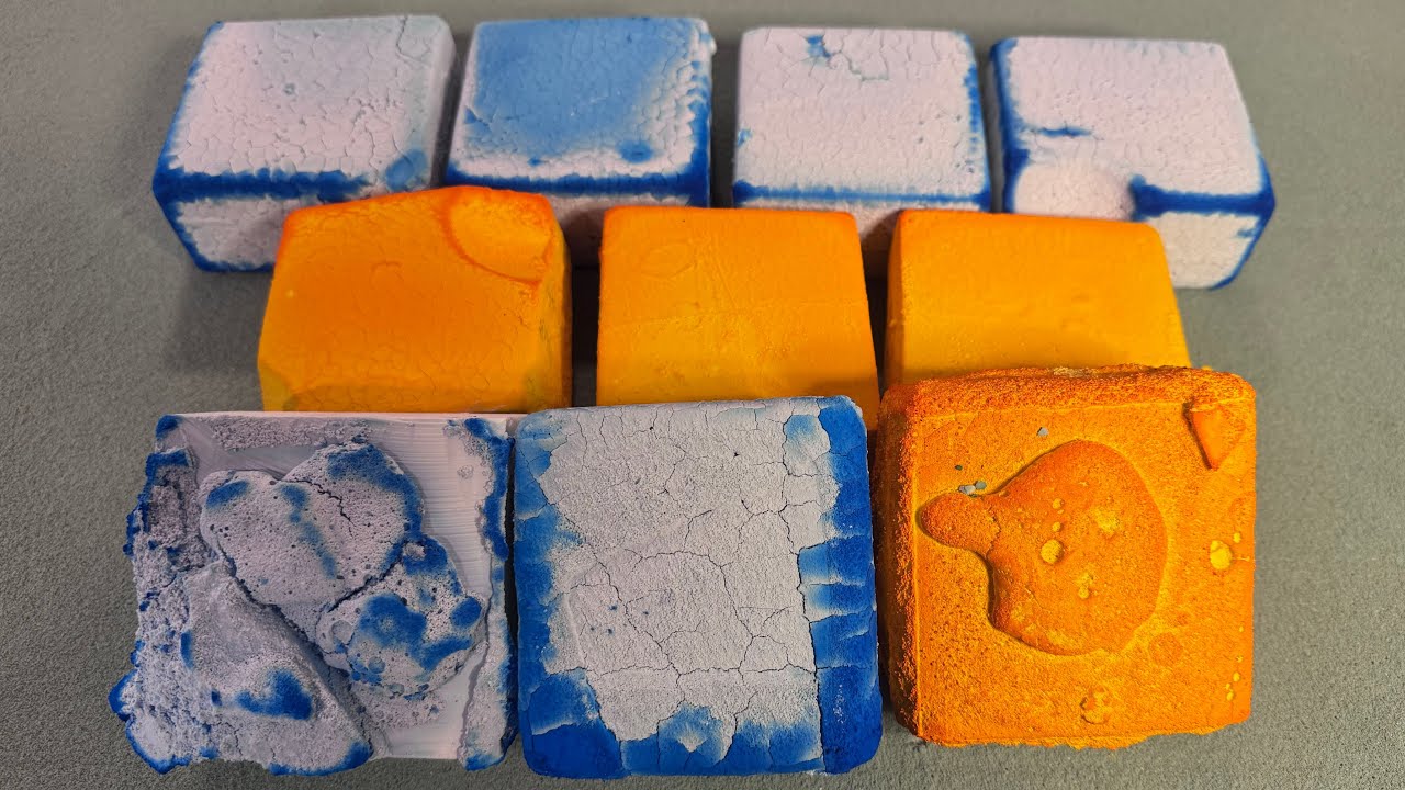 Bold Blue & Bright Yellow | Pasted Fresh Gym Chalk Crush ASMR | Sped up/ fast version at the end