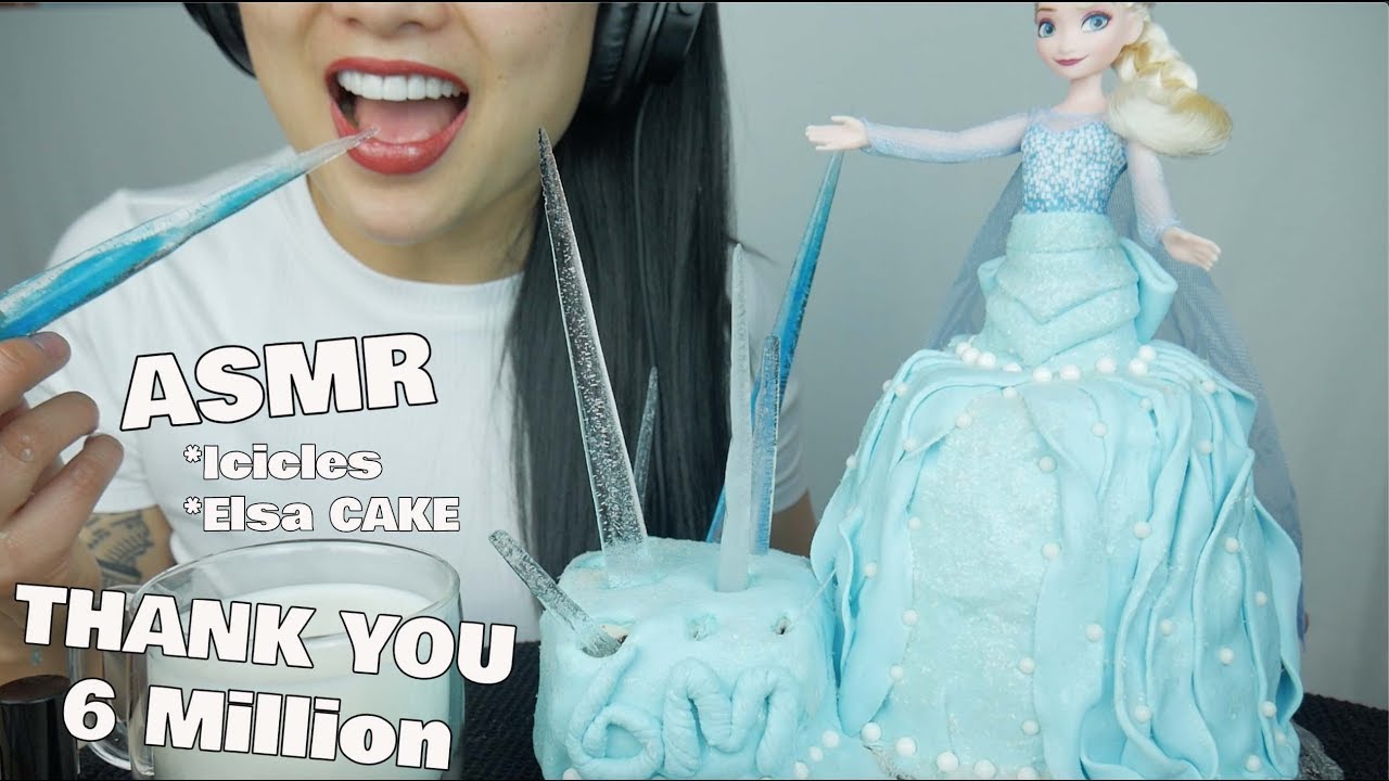 ASMR EDIBLE ELSA CAKE + FROZEN ICICLES (EATING SOUNDS) NO TALKING | SAS-ASMR *THANK YOU FOR 6M