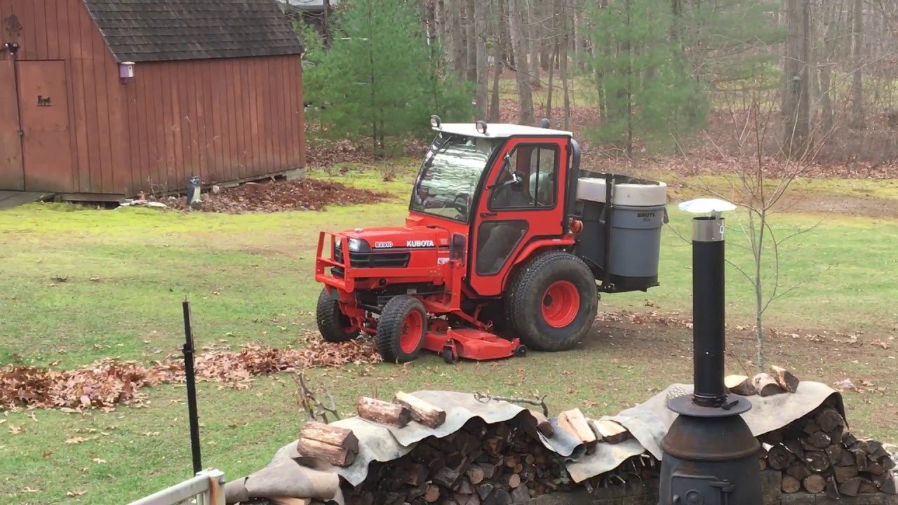 Kubota grinding & gathering leaves