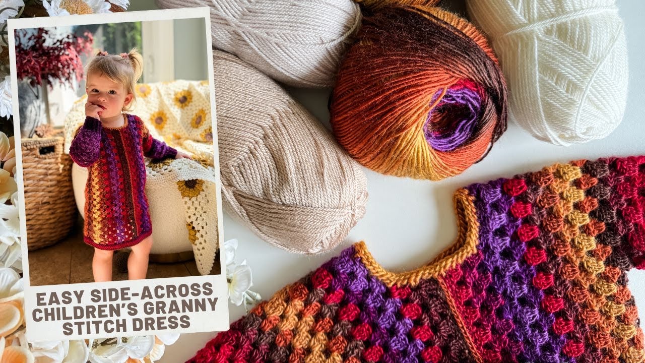 Children's Granny Stitch Dress Crochet Pattern - Easy Side Across Construction