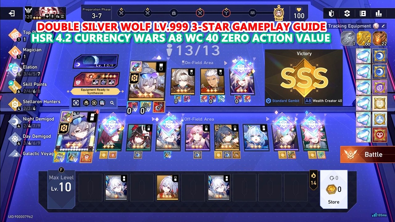 Double Silver Wolf LV.999 3-Star Gameplay Guide : HSR 4.2 Currency Wars A8 WC 40 - ZERO ACTION VALUE