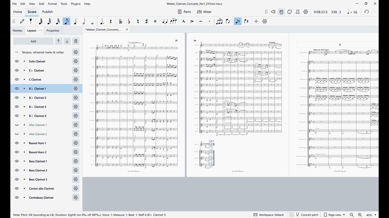 Weber: Clarinet Concerto No.1 with Busoni Candenza, Large Clarinet Choir Version