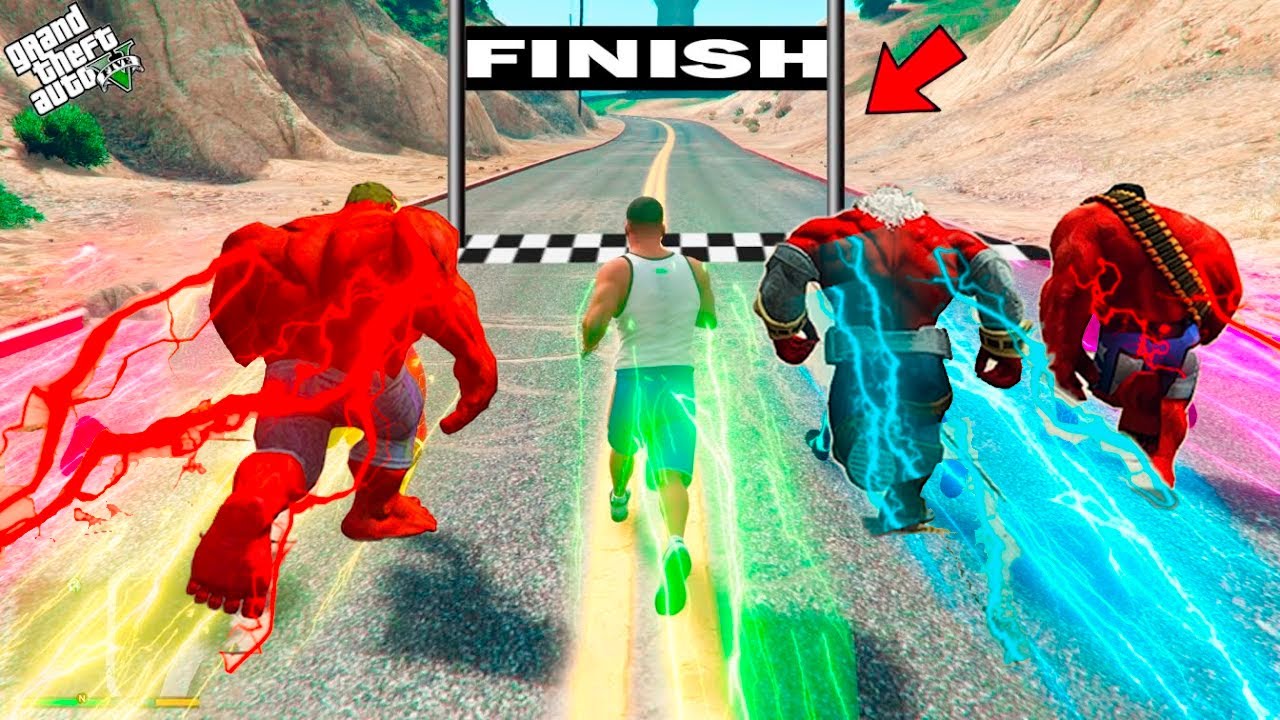 Franklin Challenge Every RED HULKFor Race In GTA 5 !