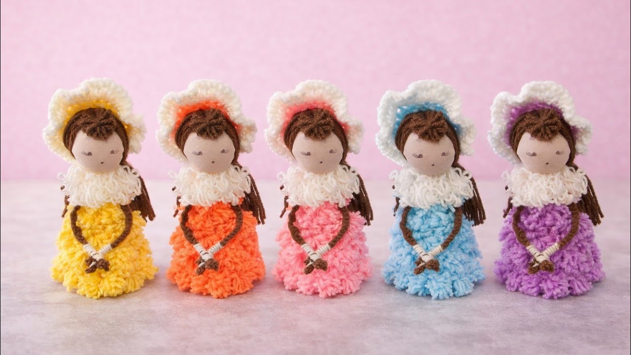 Handmade Crochet Dolls in Five Soft Colors | Aesthetic Display
