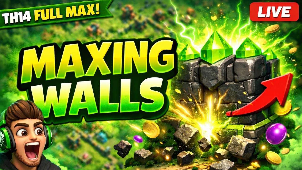 MAXING TH14 WALLS LIVE | COC LIVE  #shorts #live