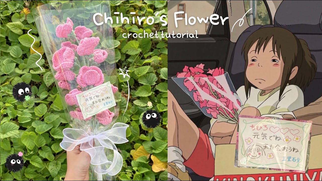 How to Crochet Chihiro’s Flower 🌸( Spirited Away ) Crochet Sweet Pea Flowers l Monua DIY