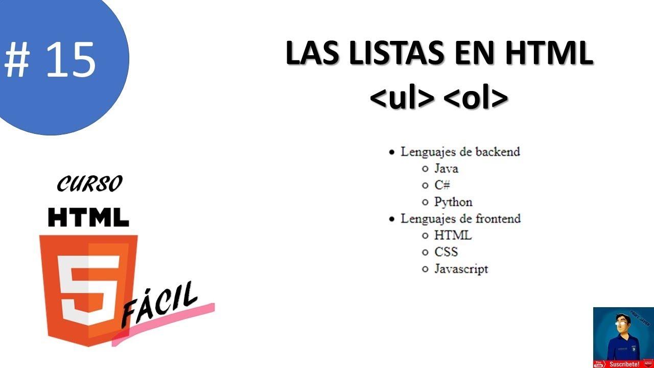 15. LAS LISTAS EN HTML | Curso HTML 5 Fácil