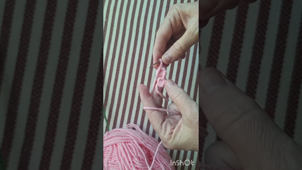 طريقة صنع فلل وردية على أغصان #صناعة#ورود#كروشيه