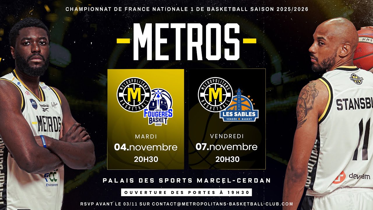 METROPOLITANS BASKETBALL CLUB vs LES SABLES VEND&Eacute;E BASKET