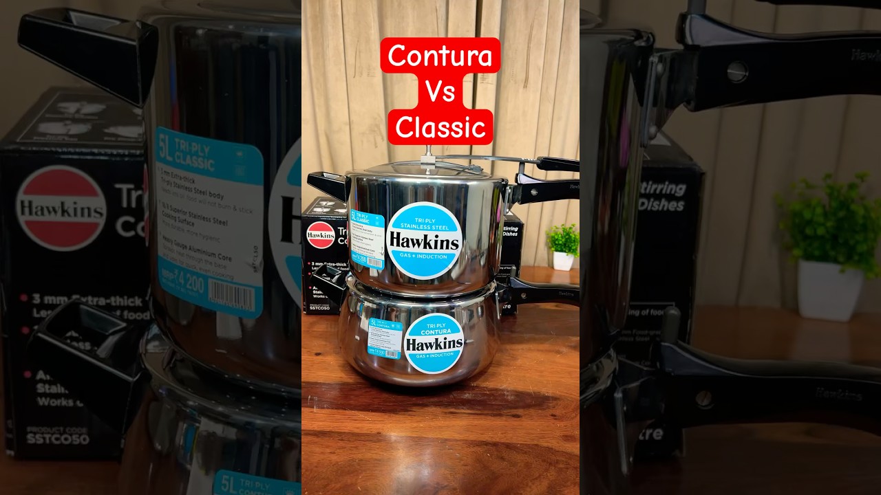 Hawkins New Contura triply steel Vs Hawkins Triply classic cooker
