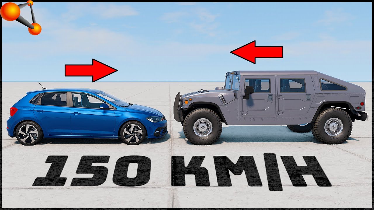 VW POLO vs HUMMER H1! 150 Km/H CRASH TEST! - BeamNg Drive