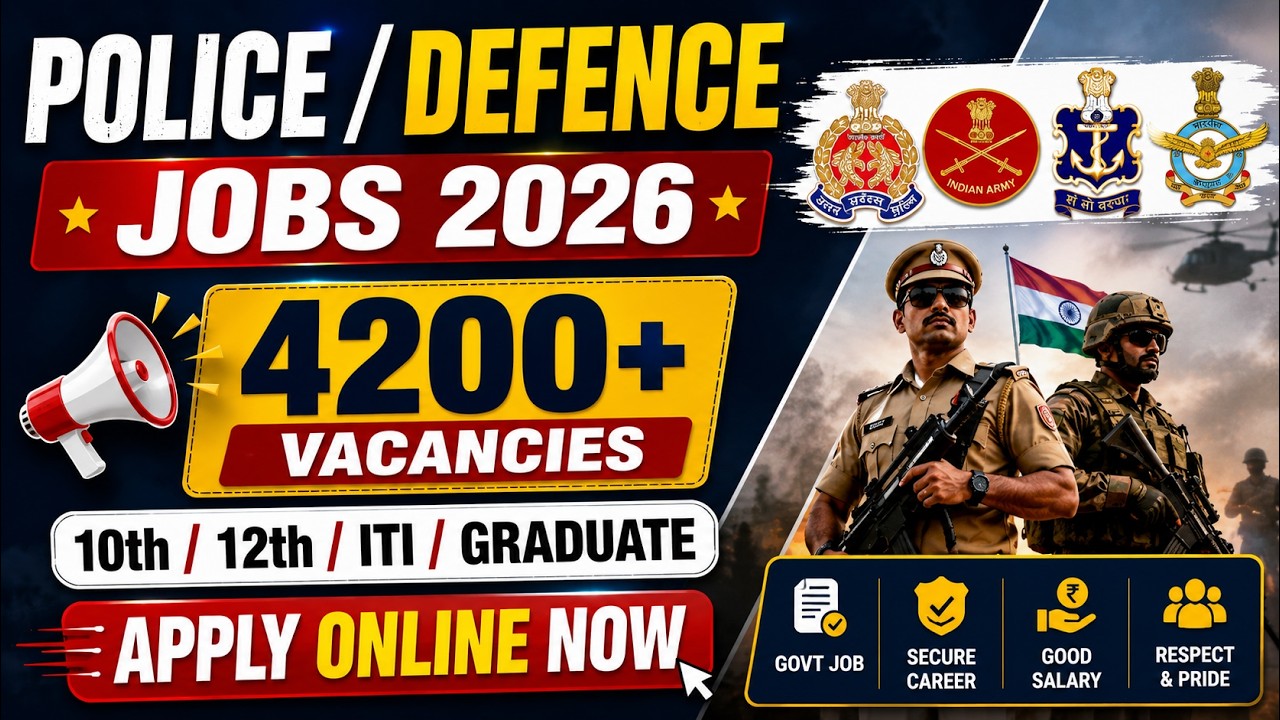 Latest Police / Defence Govt Jobs 2026 | 4200+ Vacancies | 10th / 12th / ITI / Graduate