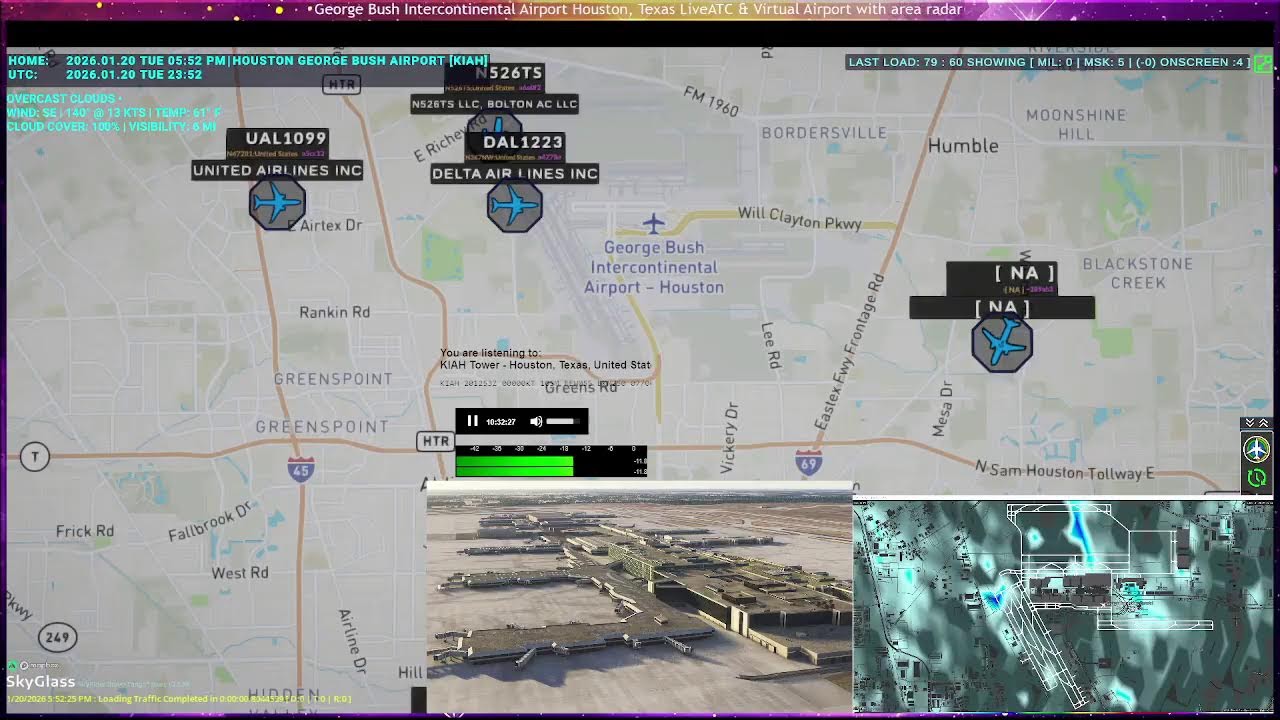 George Bush Intercontinental Airport Houston, Texas LiveATC & Virtual Airport with area radar